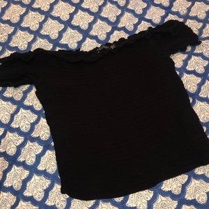 Bershka / Brandy Melville Black Sinched Crop Top